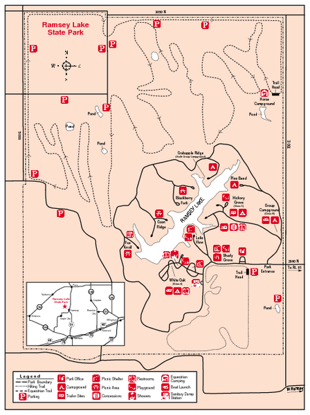 Ramsey Lake State Park, Illinois Site Map