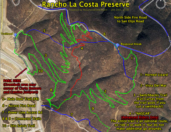 Rancho La Costa Preserve Trail Maps Map
