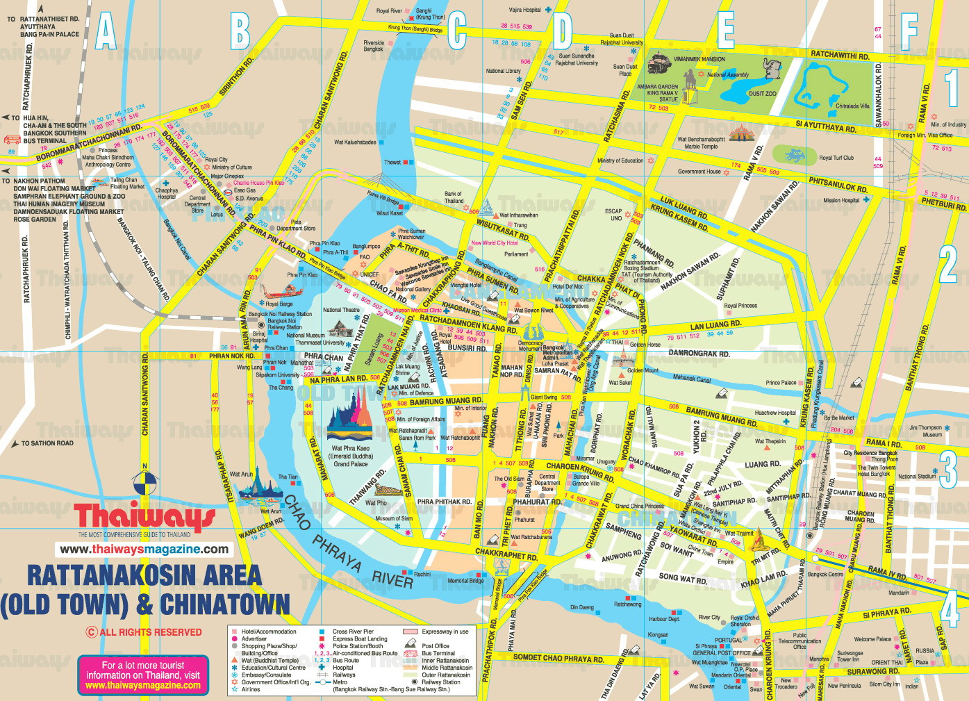 Rattanakosin Area Bangkok Thailand Map - Bangkok Thailand • mappery