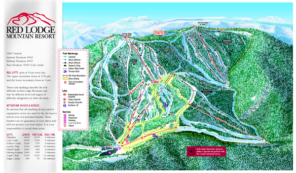 Red Lodge Mountain Ski Trail Map