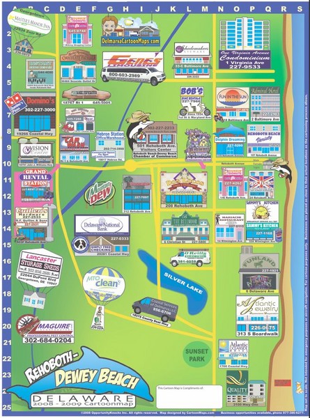 Rehoboth Beach Map Pdf Rehoboth Beach Delaware Cartoon Map - Rehoboth Beach Delaware • Mappery