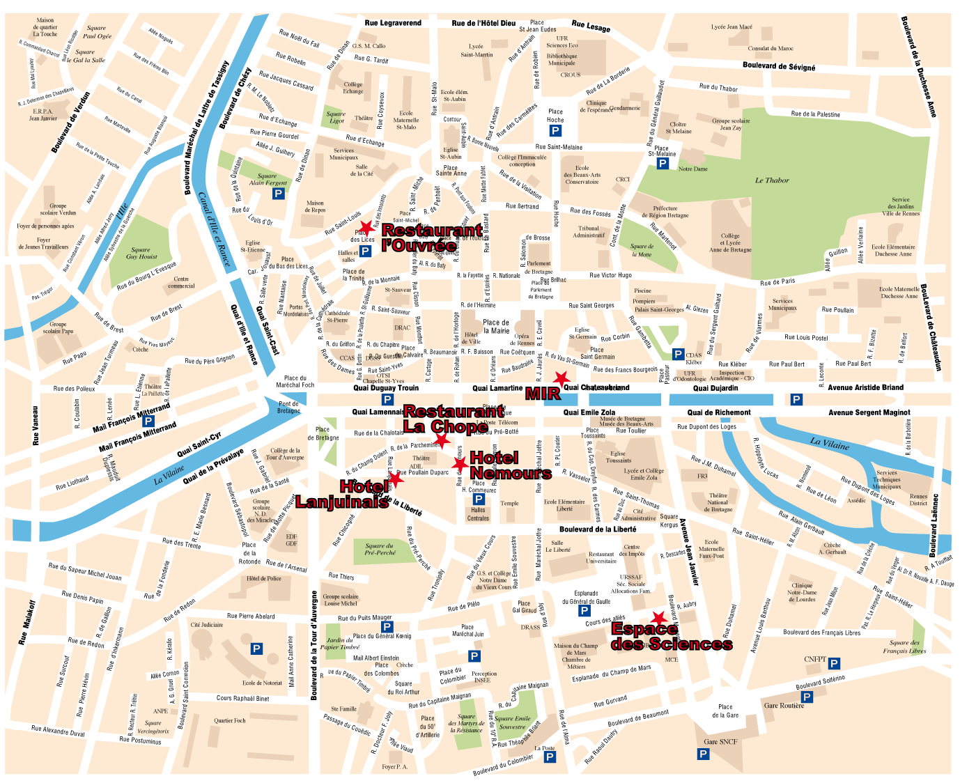 Rennes Area Tourist Map