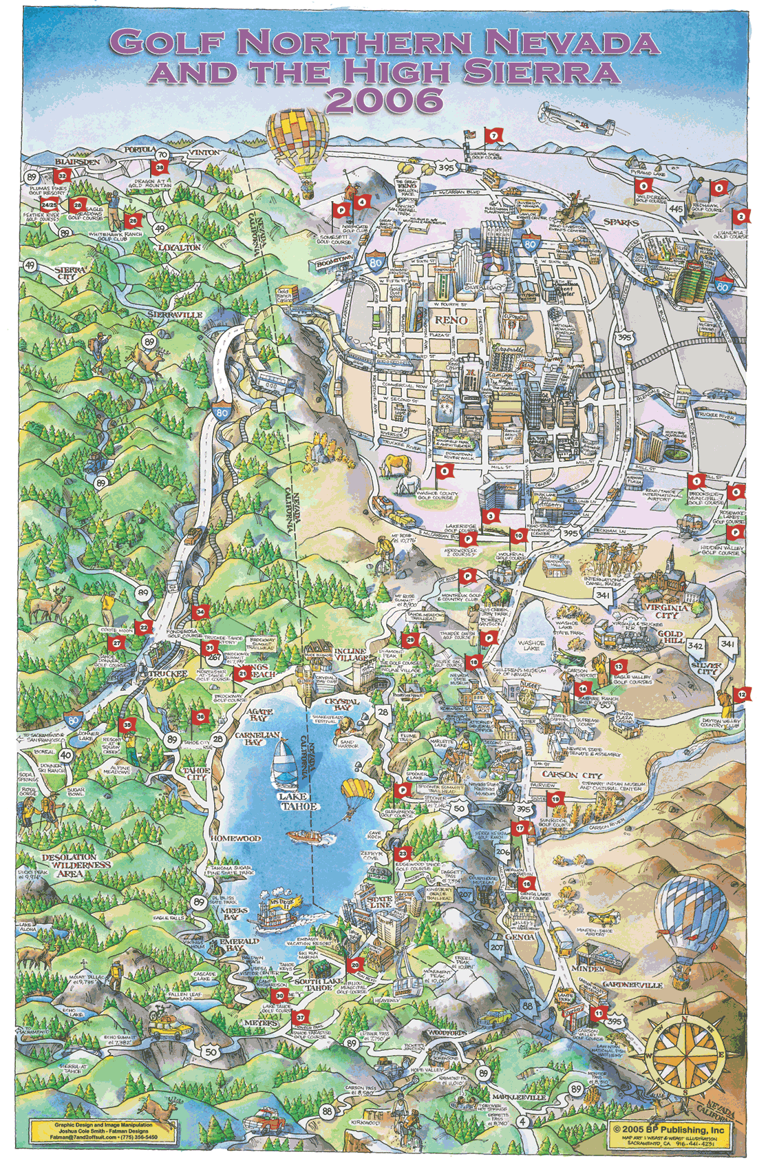 Reno and Lake Tahoe Area Golf map Incline Village Nevada • mappery