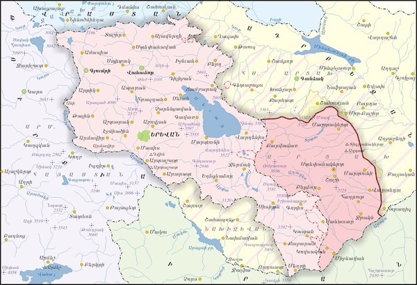 Republic of Armenia and Nagorno-Karabakh Republic (Artsakh) Map
