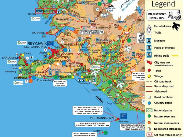 Reykjavik Borgarnes Area Tourist Map