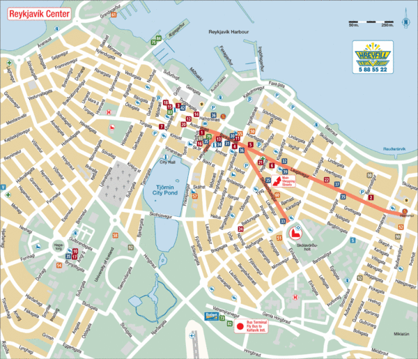 Reykjavik Center Tourist Map