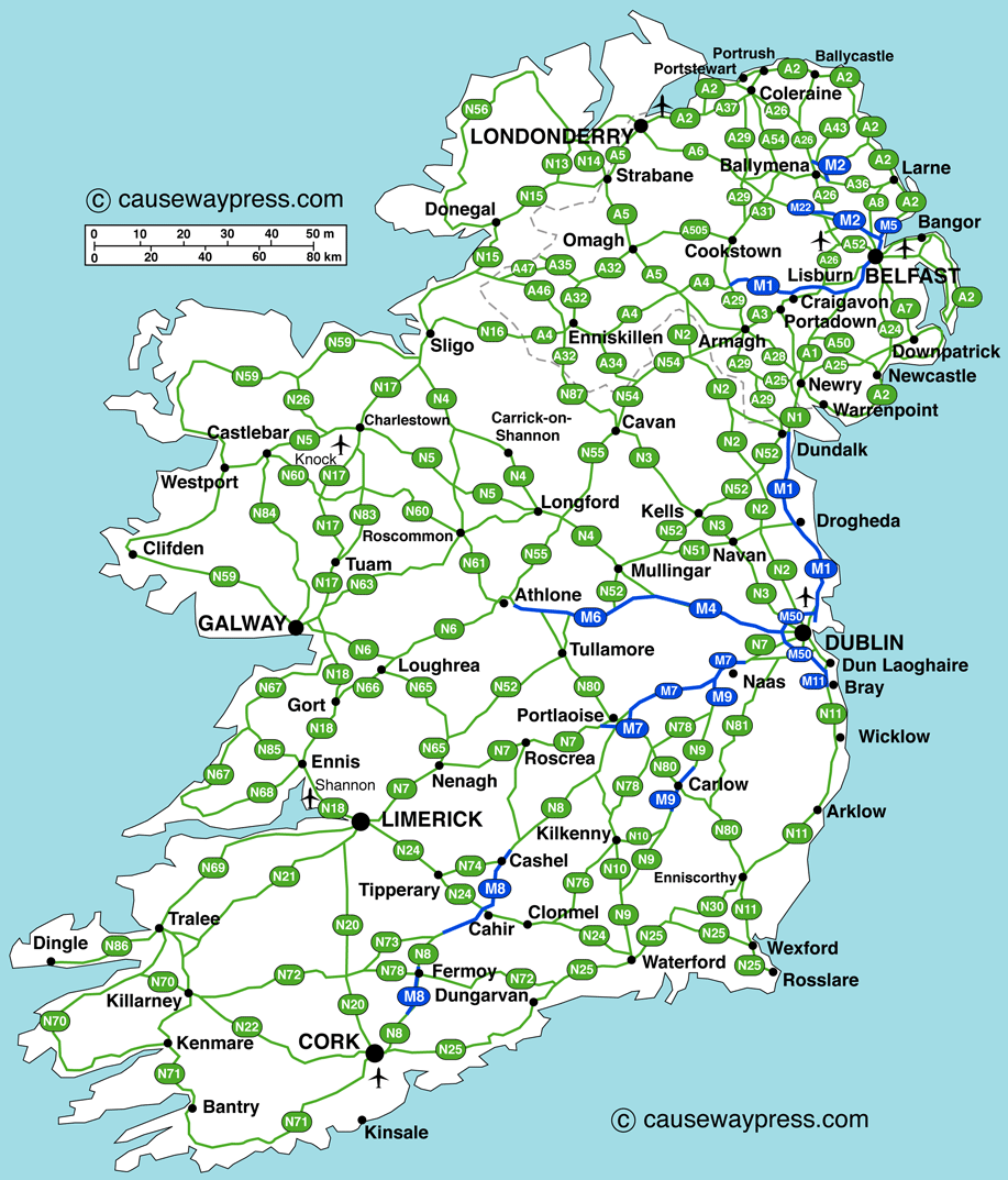 Printable Tourist Map Of Ireland