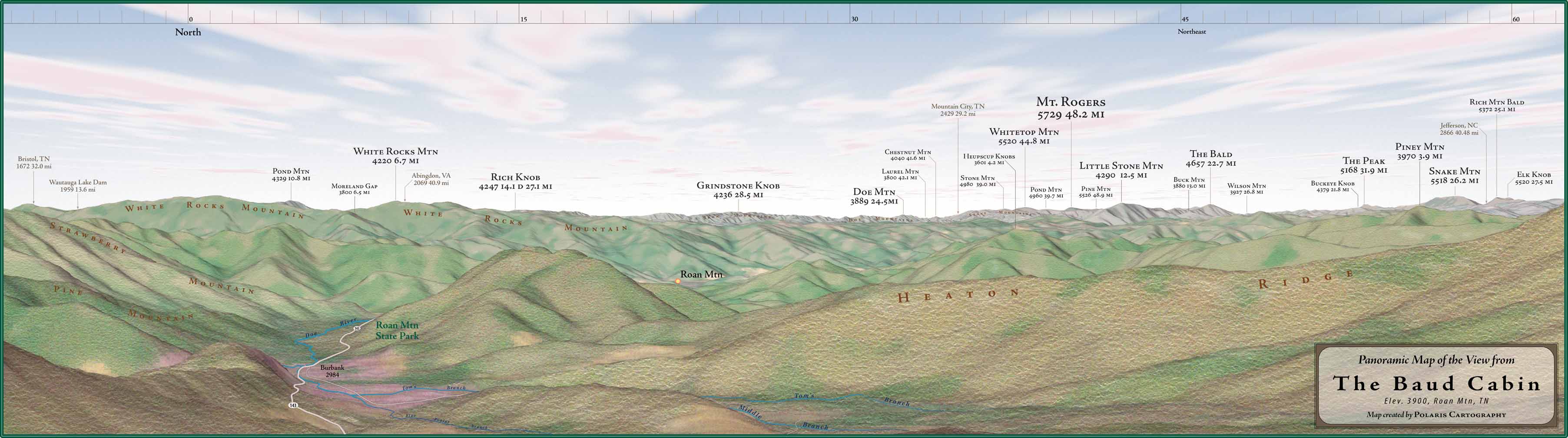 Roan Mountain Panorama Map roan mountain tn • mappery