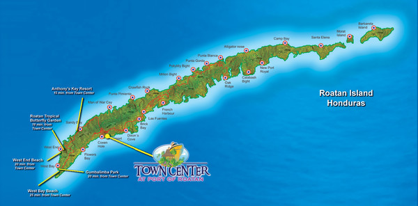 Roatan Island Tourist Map