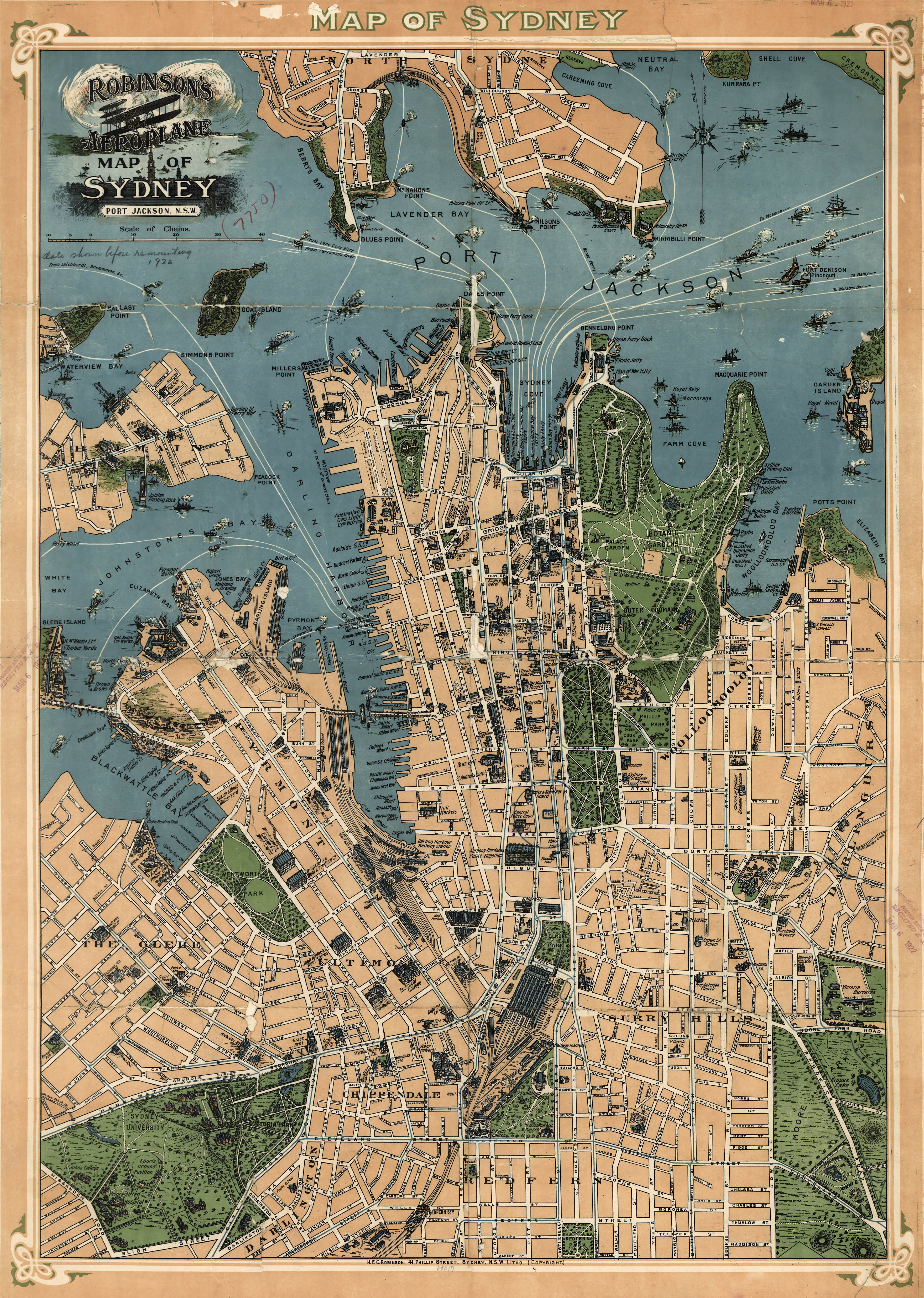 Robinson\u2019s map of Sydney Australia 1922  sydney australia 