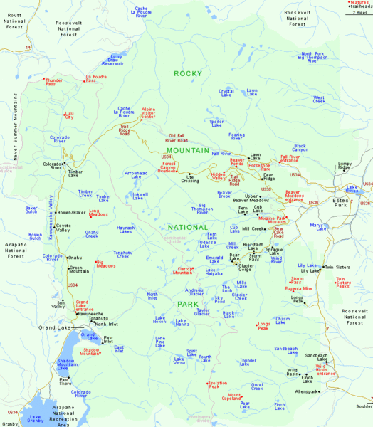 Rocky Mountain National Park Tourist Map