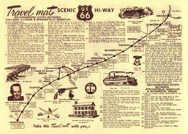 Route 66 Chicago, IL to Springfield, MI Map