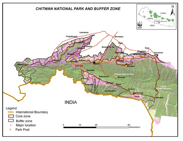 Royal Chitwan National Park Nepal Map