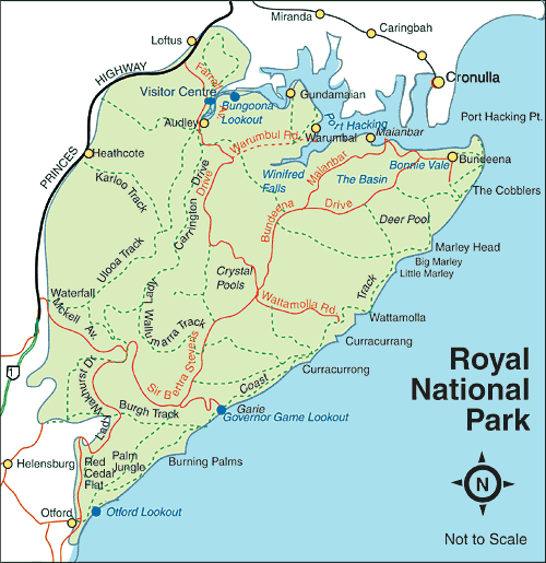 Royal National Park, Australia Tourist Map