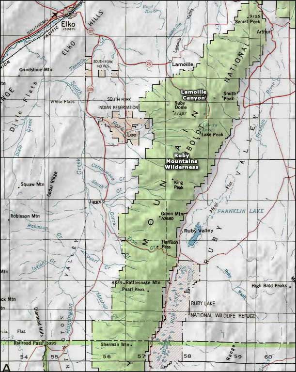 Map Of Ruby Mountains Nevada