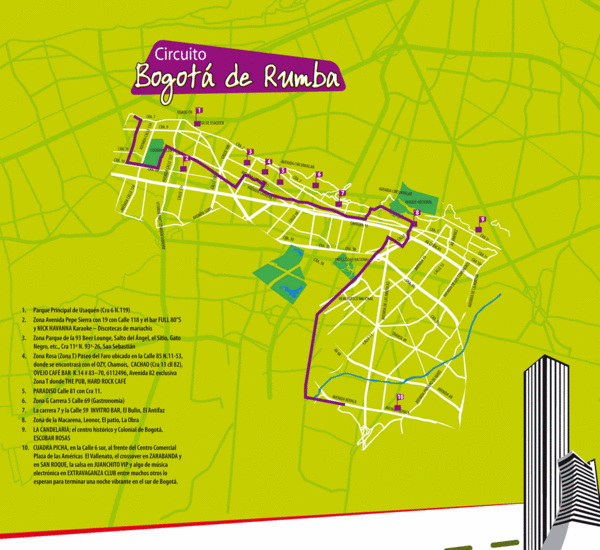 Rumba en Bogota Map