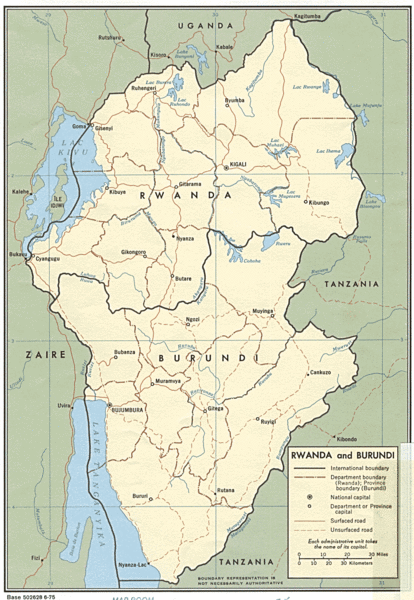 Rwanda and Burundi Guide Map