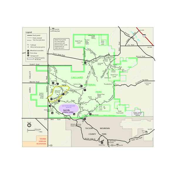 Saguaro National Park Official Park Map