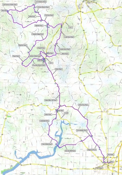 Salem Backroads Century Course Map