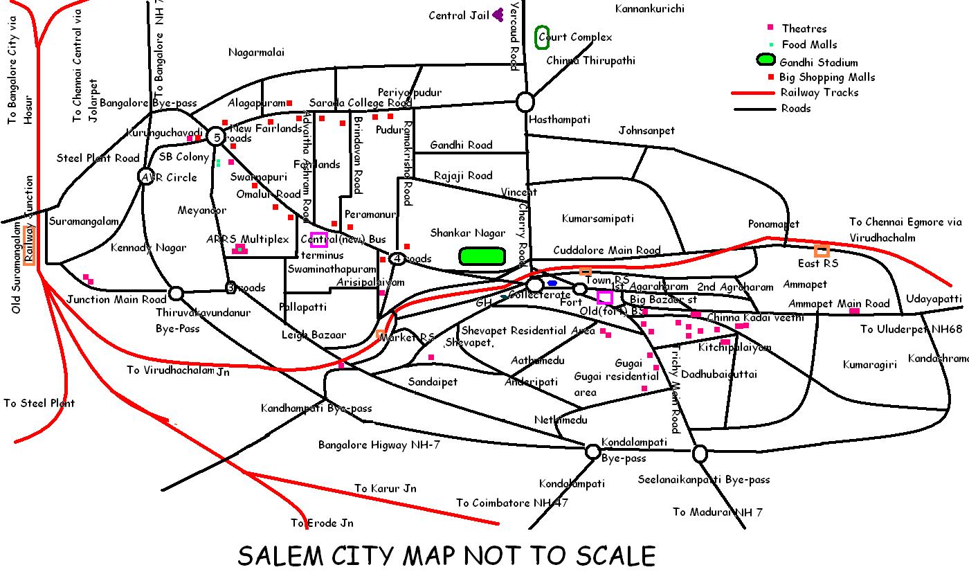 Salem City Map Salem India • mappery