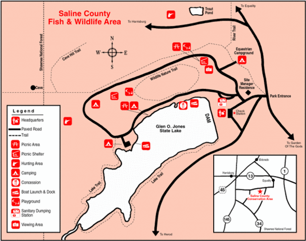 Saline County State Fish & Wildlife Area, Illinois Site Map