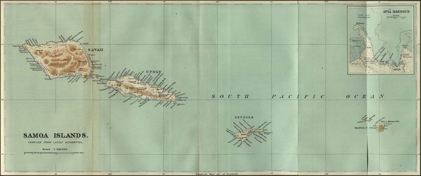 Samoa Islands 1889 Map