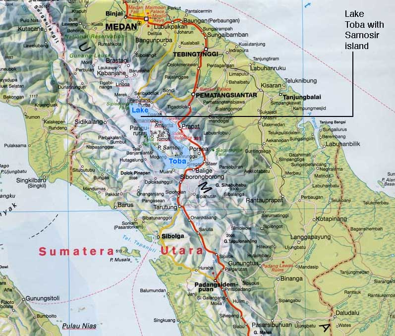 Samosir island Lake Toba Sumatra Map - sumatra • mappery