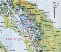 Samosir island Lake Toba, Sumatra Map