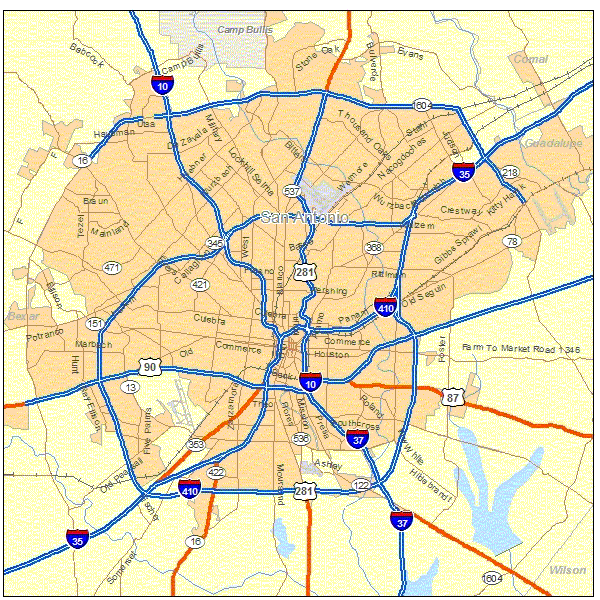 San Antonio Texas City Map San Antonio Texas Usa Mappery