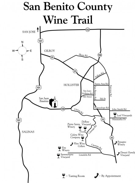 San Benito County Wine Trail Map