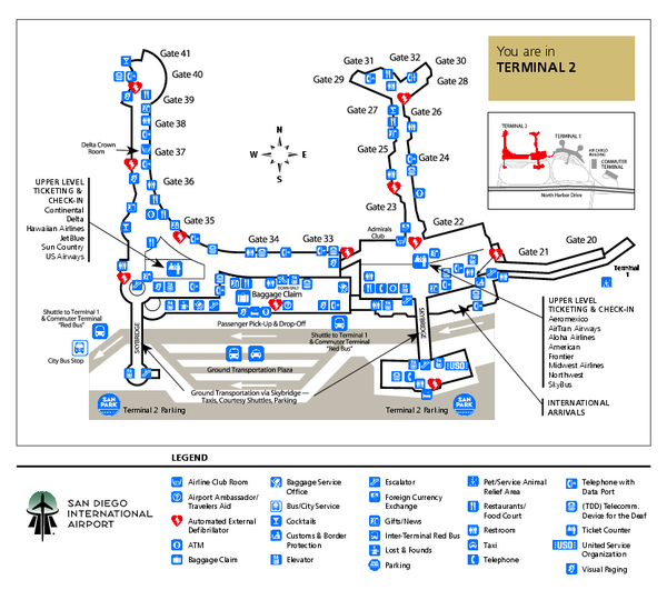 San Diego International Airport Terminal 2 Map