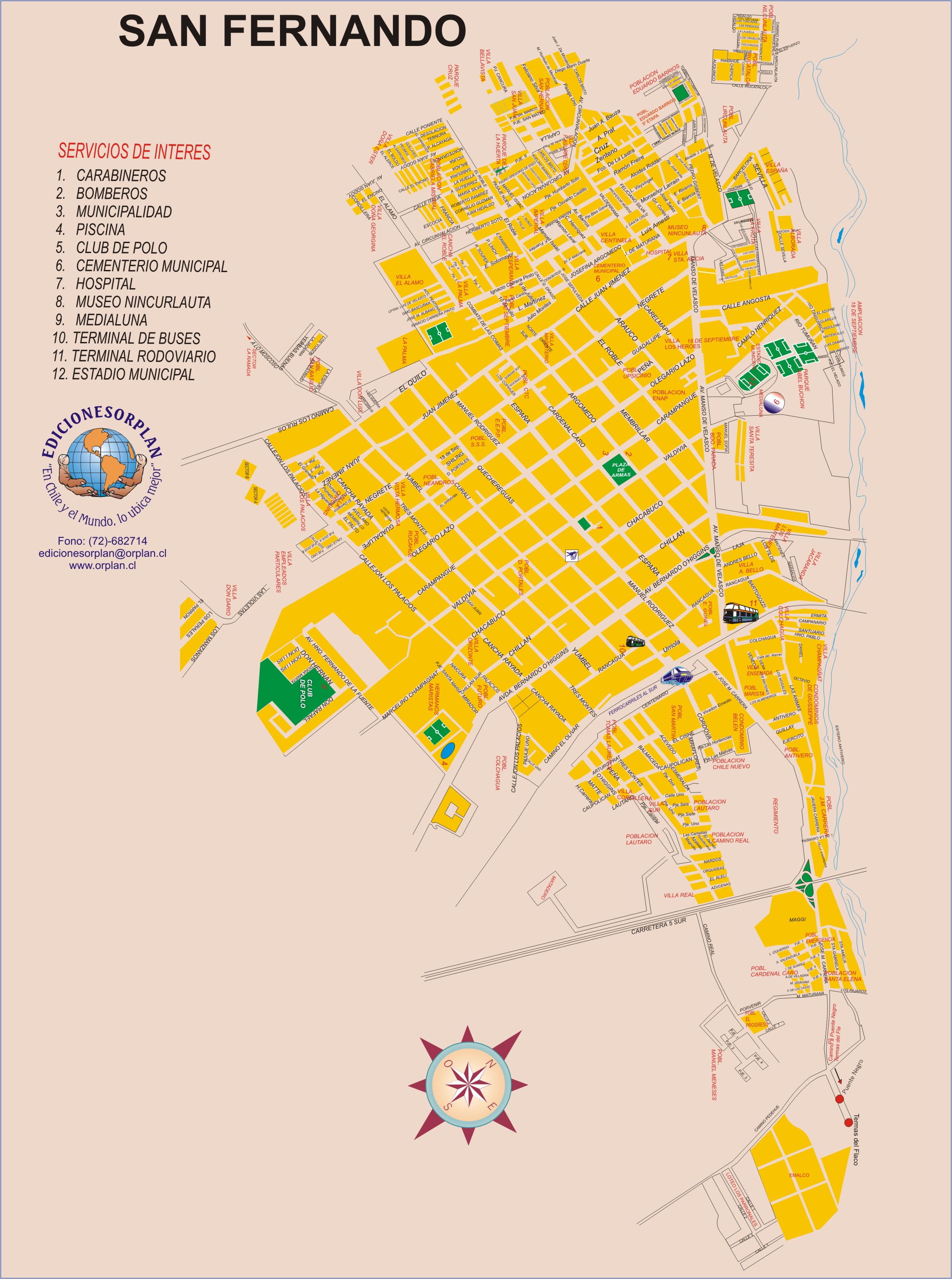 San Fernando Tourist Map San Fernando Chile • mappery