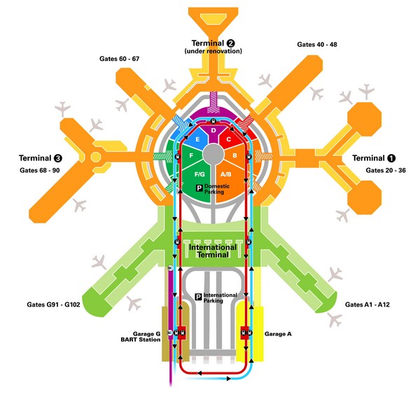 San Francisco Initernational Airport SFO Terminal Map