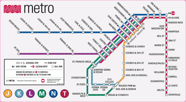 San Francisco Muni Metro Map San Francisco Ca Mappery