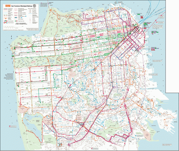 San Francisco Bus Map San Francisco Muni System Map - San Francisco Ca • Mappery