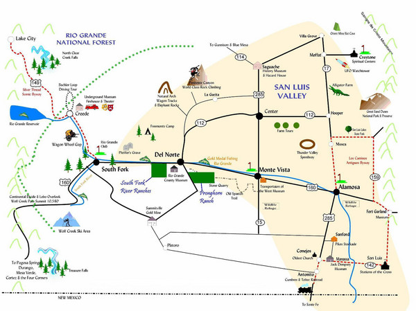 San Luis Valley Tourist Map