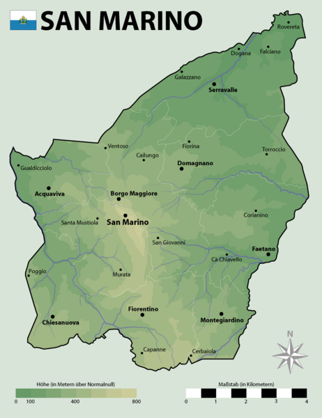 San Marino Elevation Map