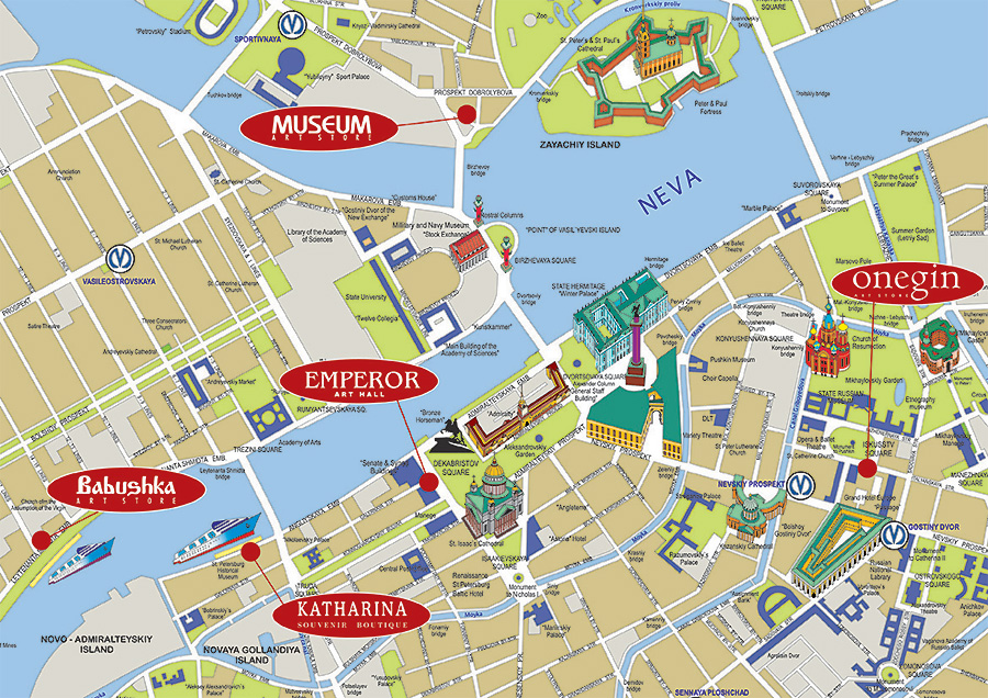 Sankt Petersburg Tourist Map Sankt Petersburg • mappery