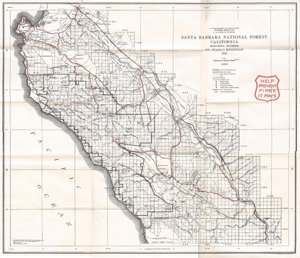 Santa Barbara National Forest 1924 Map