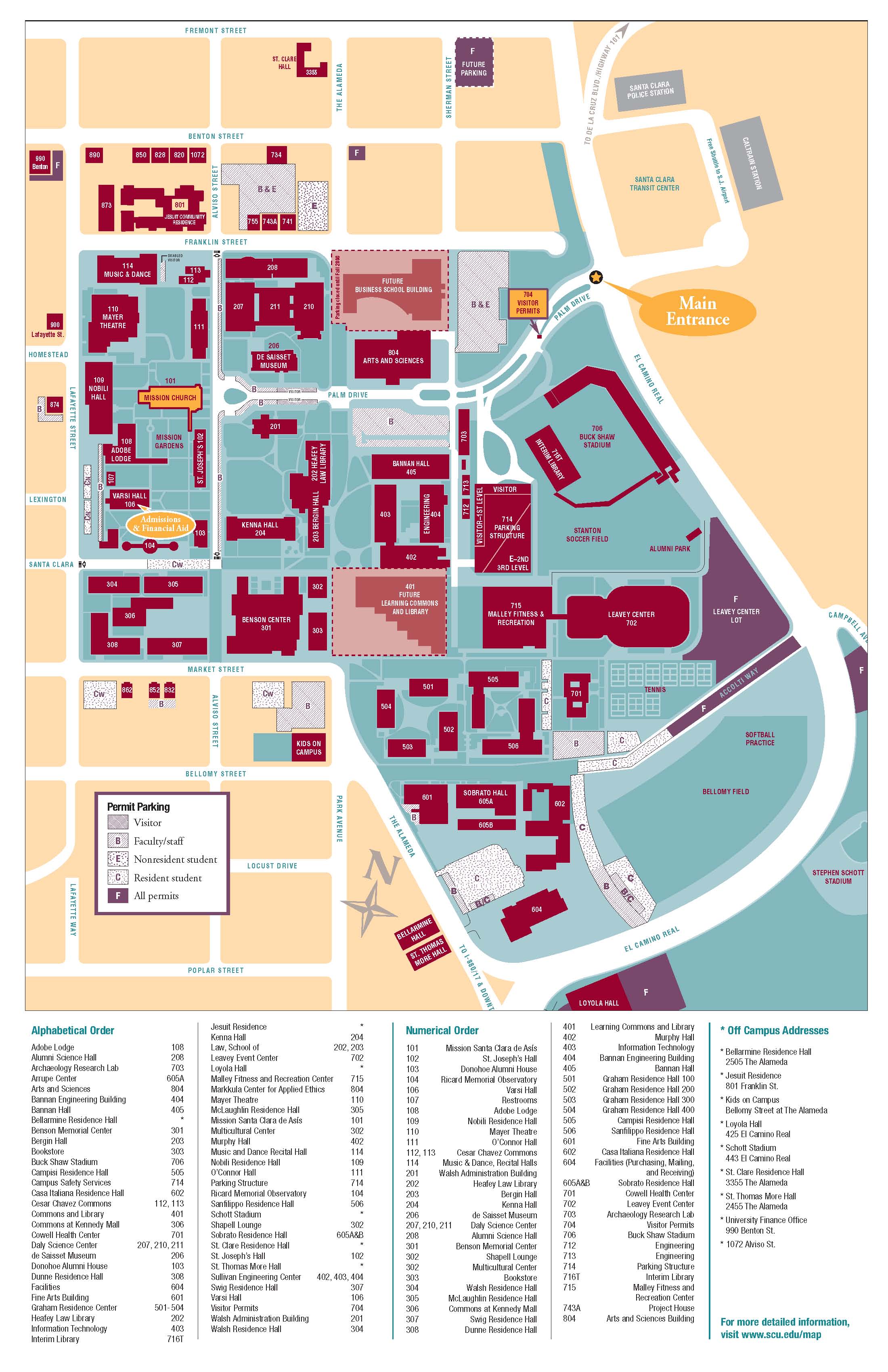 Santa Clara University Campus Map Santa Clara Ca 95053 Mappery