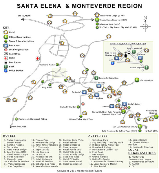 Santa Elena & Monteverde Map