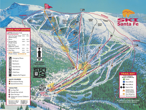 Santa Fe, New Mexico Ski Map