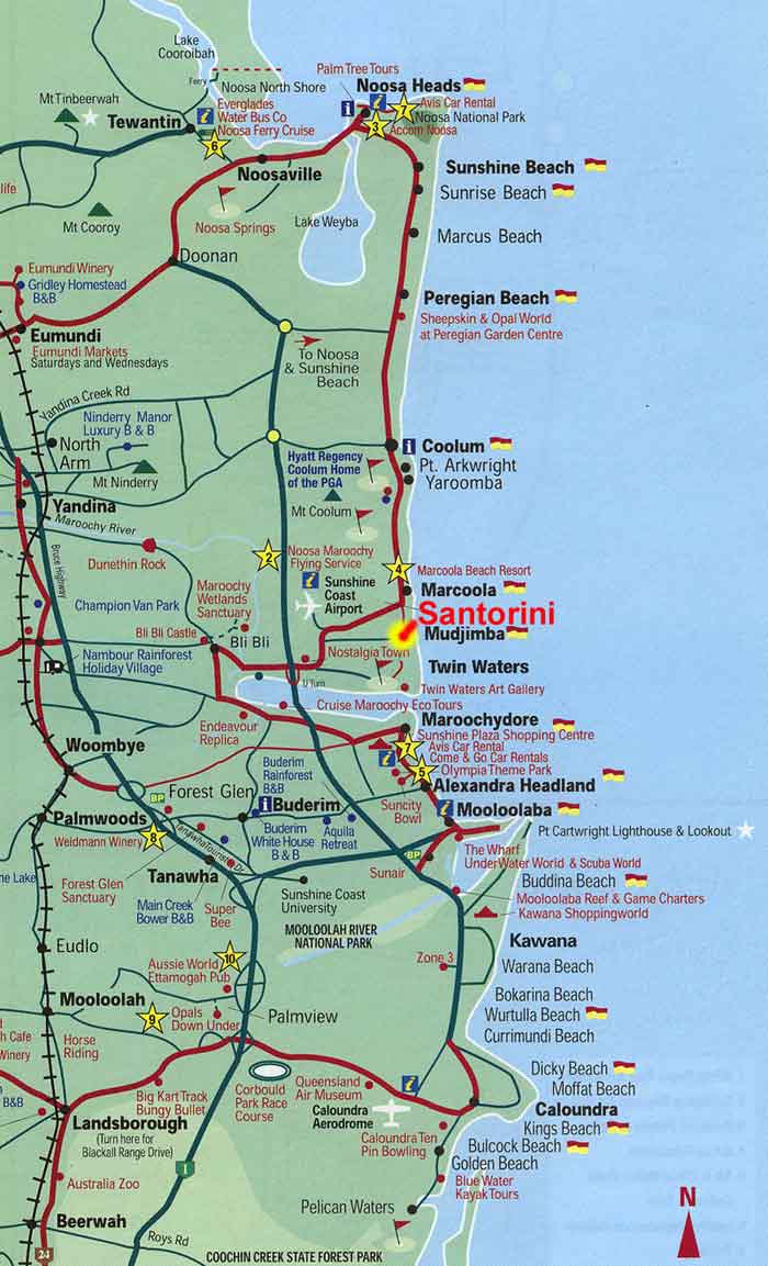 Santorini Greece Beach Tourist Map - Santorini Greece • mappery
