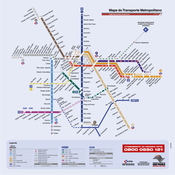 Sao Paulo Bus System Map Sao Paulo Mappery