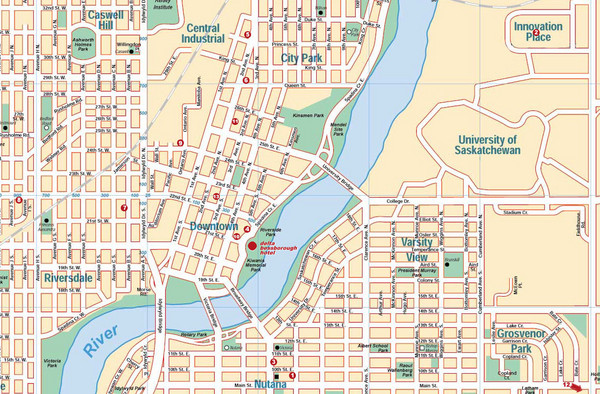 Saskatoon, Saskatchewan Tourist Map