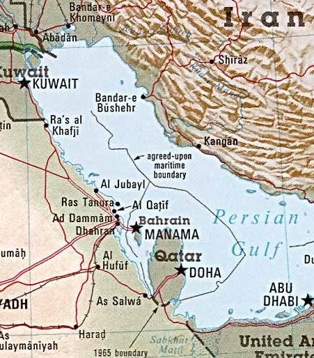 Saudi Arabia on the Persian Gulf Map