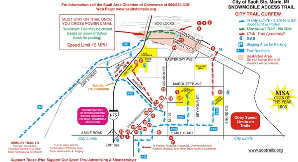 Sault Ste Marie Snowmobile Trail Map