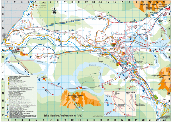 Val Gardena Trail Map Selva Gardena Tourist Map - Selva Gardena Italy • Mappery