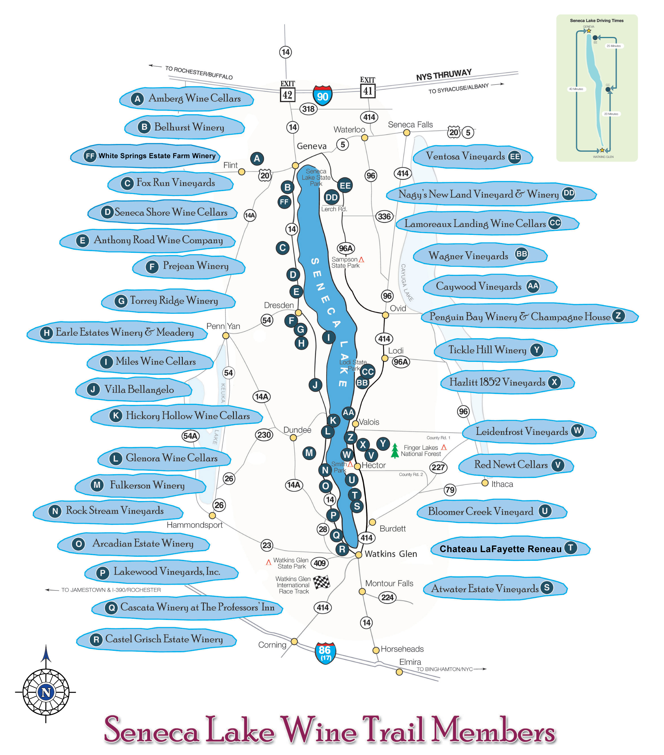 Seneca Lake Wine Trail Map seneca new york • mappery