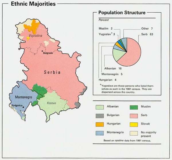 Serbia and Montenegro Ethnic Majorities Map